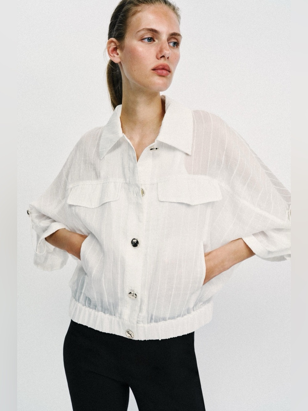 Zara White Safari Blouse